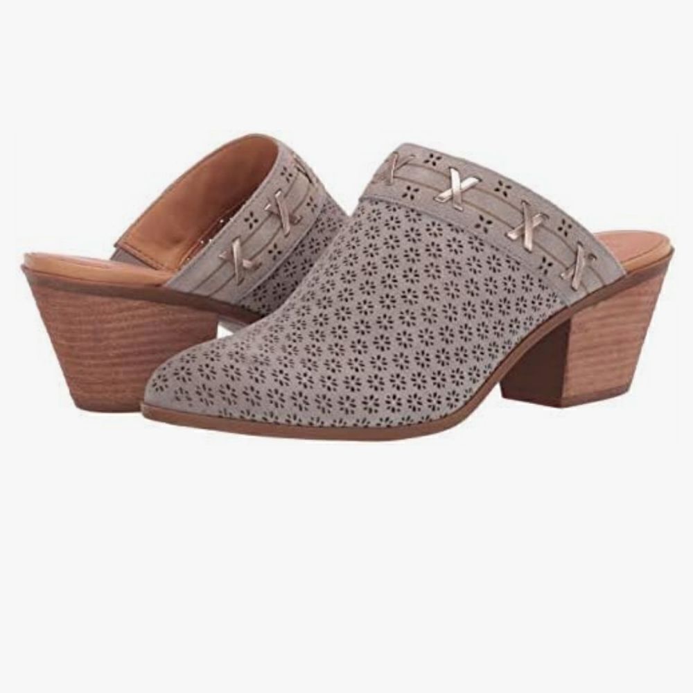 Frye Jacy Perf Mule Suede Wax Leather Mules Taupe Bone Size 7.5 Women's